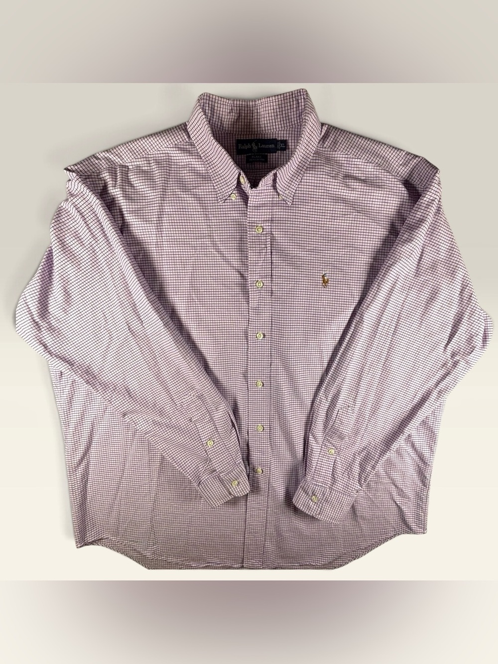 Ralph Lauren Blake XL Pink Purple/Blue Micro Check Shirt Multicolor Pony